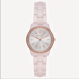 Michael Kors Pink Ceramic Runway Mercer Watch NWT